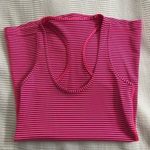 Cool racer back - pink w blue stripes
